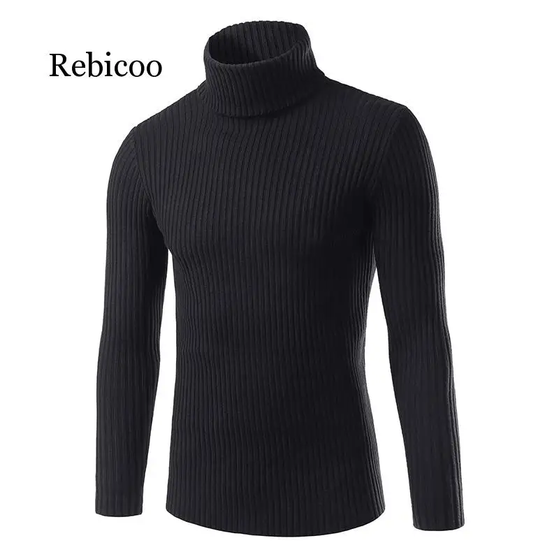 autumn and winter fashion casual men's sweater slim slimming men's high collar brand knitted pullover M-3XL