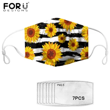 

FORUDESIGNS Sunflower Printed Dustproof Breathable PM2.5 Mouth Face Nose Mask Cover With Filter Respirator Anti-Dust Mascherine
