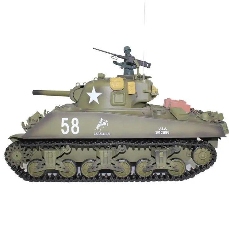 

Radio Remote Control 1:16 Scale 2.4Ghz US M4A3 Sherman Tank RC Airsoft Battle Tank Smoke & Sound (Metal Gear & tracks)