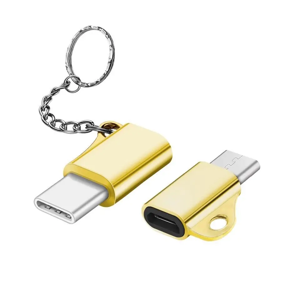 

New USB C 3.1 Type C Male to Micro USB Female Converter Connector Keychain For Huawei zte xiaomi samsung oneplus Phone