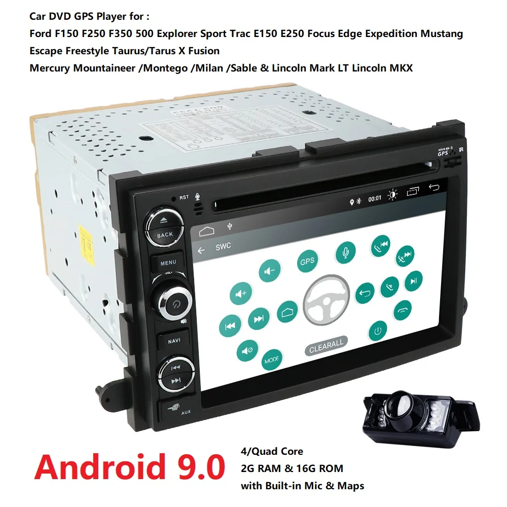 Top Android 9.0 2GRAM Fit Ford F150 F250/350/Edge/Fusion/Mustang In Dash DVD Player GPS Navigation Stereo Radio BT Steering Wheel 4G 0 Top Android 9.0 2GRAM Fit Ford F150 F250/350/Edge/Fusion/Mustang In Dash DVD Player GPS Navigation Stereo Radio BT Steering Wheel 4G 0