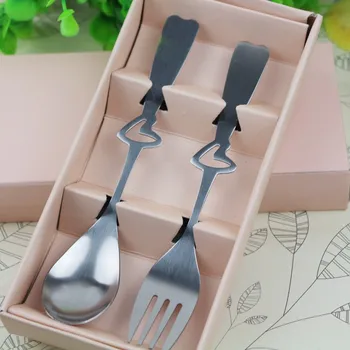 

wedding favor gift and giveaways for guest -- stainless steel heart spoon and Fork party souvenir 100 sets/lot