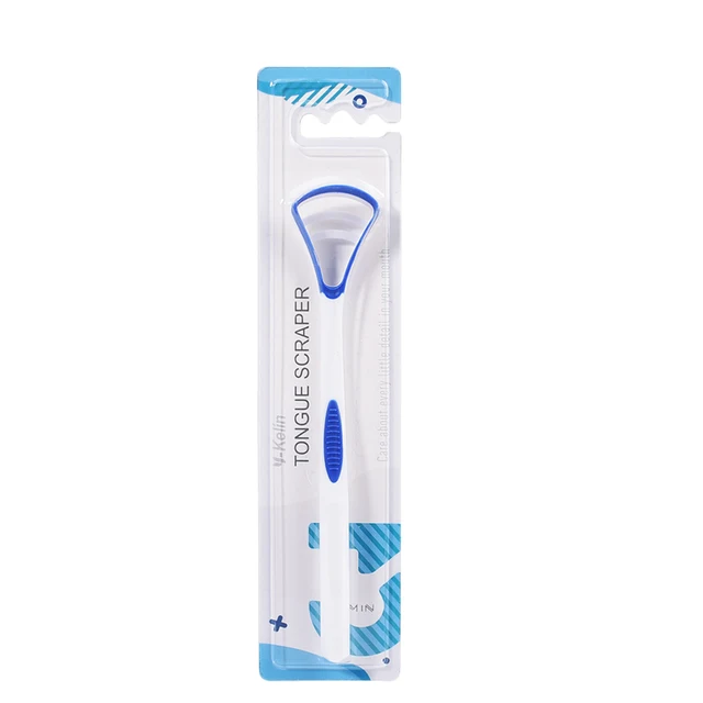 Y-Kelin Tongue Scraper Oral  Cleaner Brush Fresh Breath Cleaning Coated  Toothbrush  Hygiene Care Tools blue