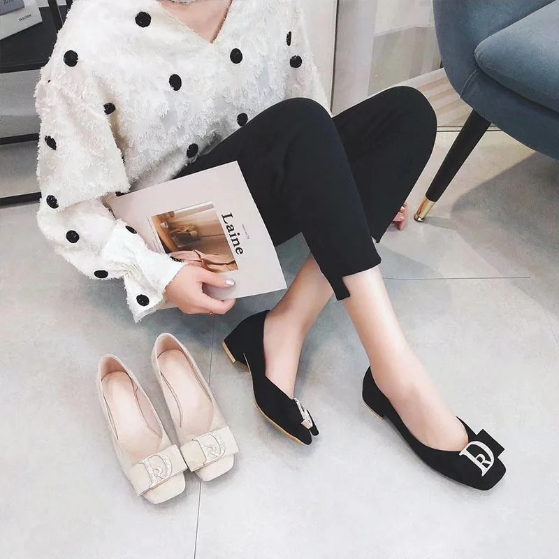 

Fashion 2020 Spring New Style Milan Fashion Lace-up Cowhide Butterfly Bowknot Beautifully Versatile Chunky-Heel WOMEN'S Shoes