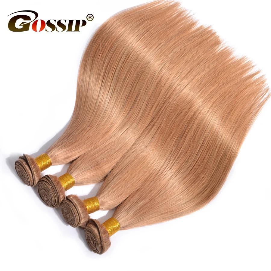 Straight Hair Bundles Honey Blonde Bundles Brazilian Hair Weave Bundles Non-Remy Gossip #27 Color Hair Extensions 34 Pieces (5)