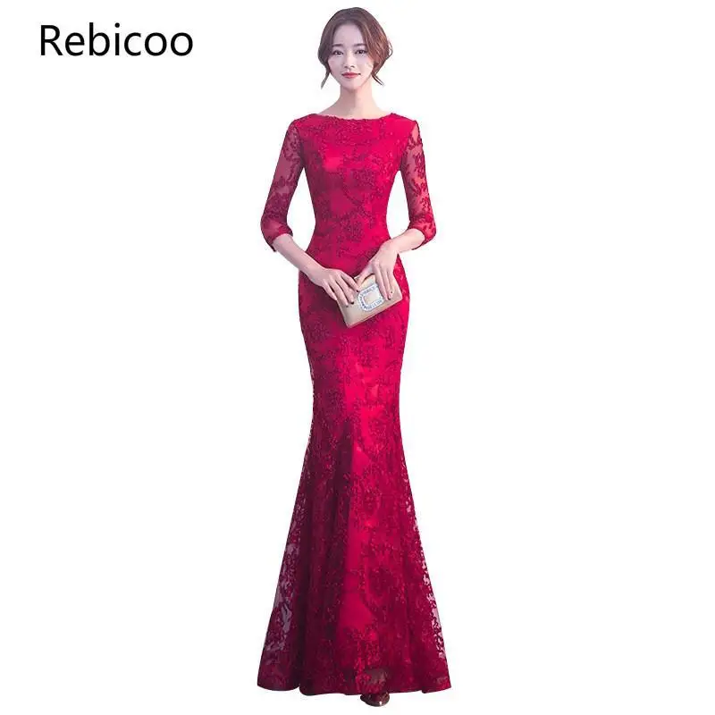 summer Long Formal Sleeve Evening party Dresses Burgund Color Vestido Plus Size Party Evenings Gowns | Женская одежда
