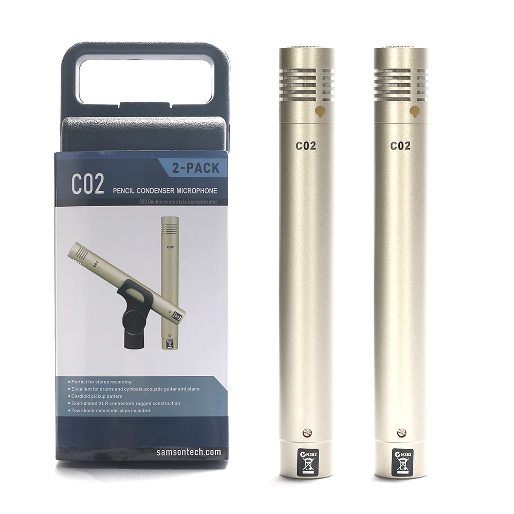 SAMSON C02 C-02 O2 One Pair Condenser Small-Diaphragm Suspension Pencil Shockproof Clip Microphone Piano Mic Type 