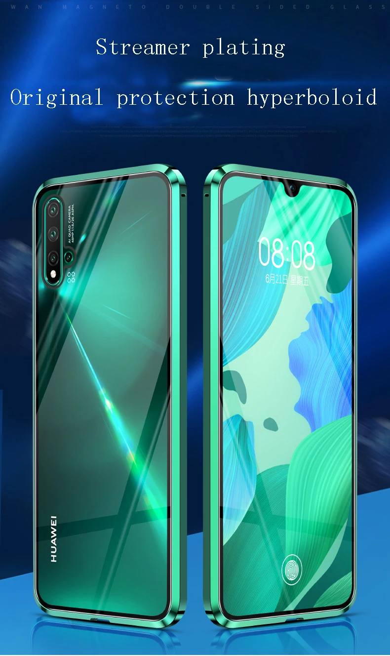 Роскошный двусторонний стеклянный Магнитный чехол для huawei Nova5 5pro Nova4, модный прозрачный чехол на магните для huawei Nova5i Pro