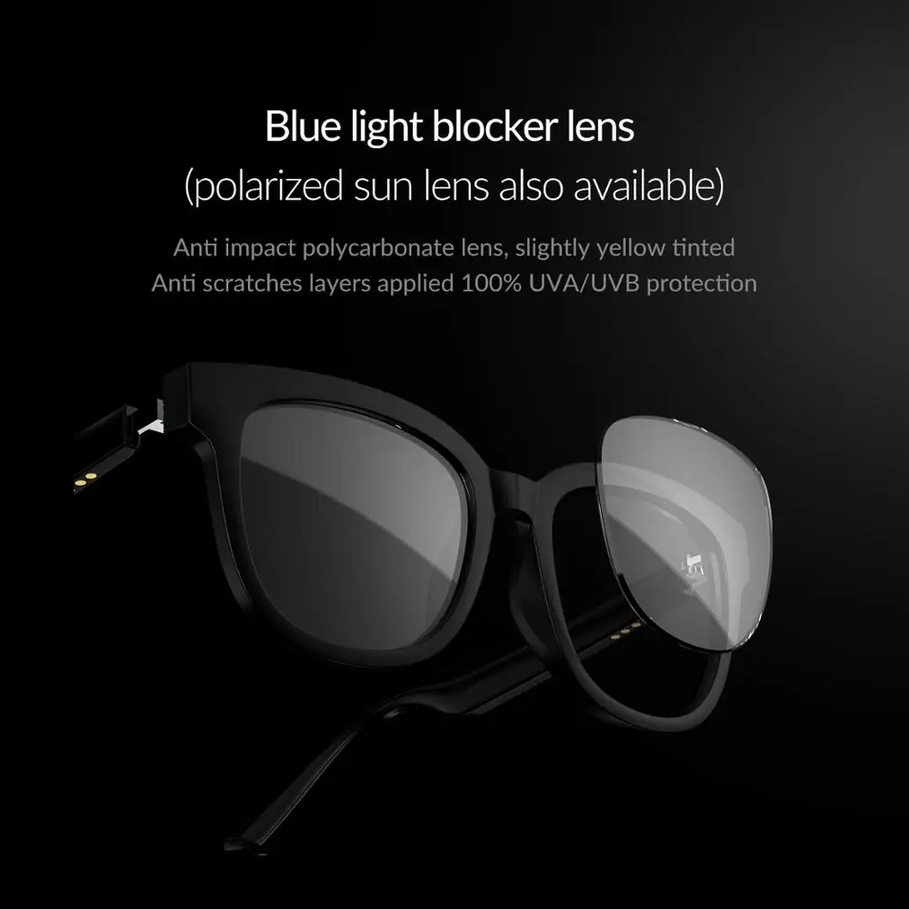 Música com Microfone 5.0 sem Fio Aikswe-óculos Inteligentes Óculos Anti-luz Azul Bluetooth Estéreo hd pk Huawei x Delicado Monster - Image 5