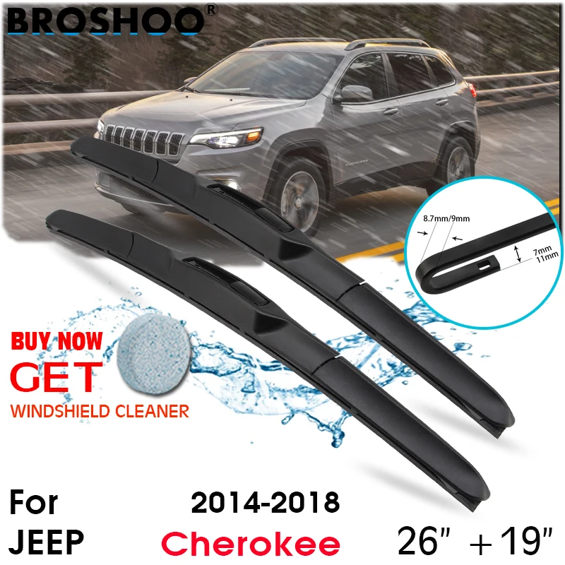 

Car Wiper Blade Front Window Windscreen Windshield Wipers Blades U J hook Auto Accessories For Jeep Cherokee 26"+18" 2014-2018