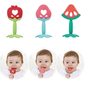

Baby Teether Safety Silicone Fruit Teethers for Baby Infant Kids Chew Tooth Toys 3D Tooth Glue Molar Stick With Box