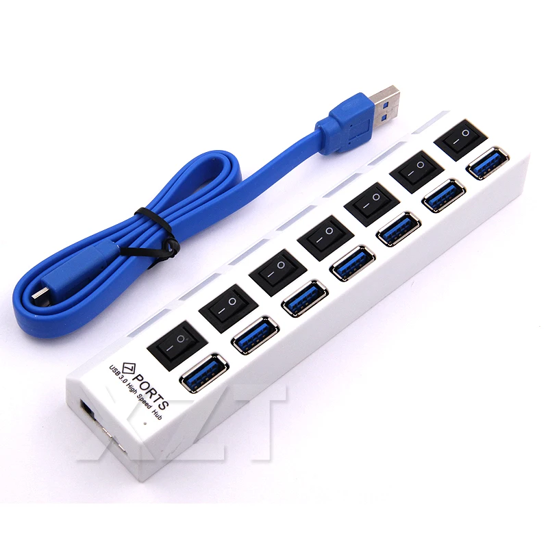 USB 3,0 концентратор Мульти USB разветвитель 7 портов Hab расширитель несколько USB с европейской вилкой адаптер питания USB3.0 концентратор с переключателем ВКЛ/ВЫКЛ для ПК