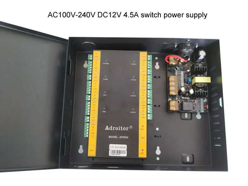 Wiegand бренд 32-бит TCP/IP four двери Управление& Мощность чехол 110 V/220 V вариант Поддержка программного обеспечения/web/смартфона/пожарной сигнализации и так далее - Цвет: switch power kit