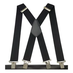 Plus Size 50mm Wide Men Suspenders High Elastic Adjustable 4 Strong Clips Suspender Heavy Duty X Back Trousers Braces 5 Colors