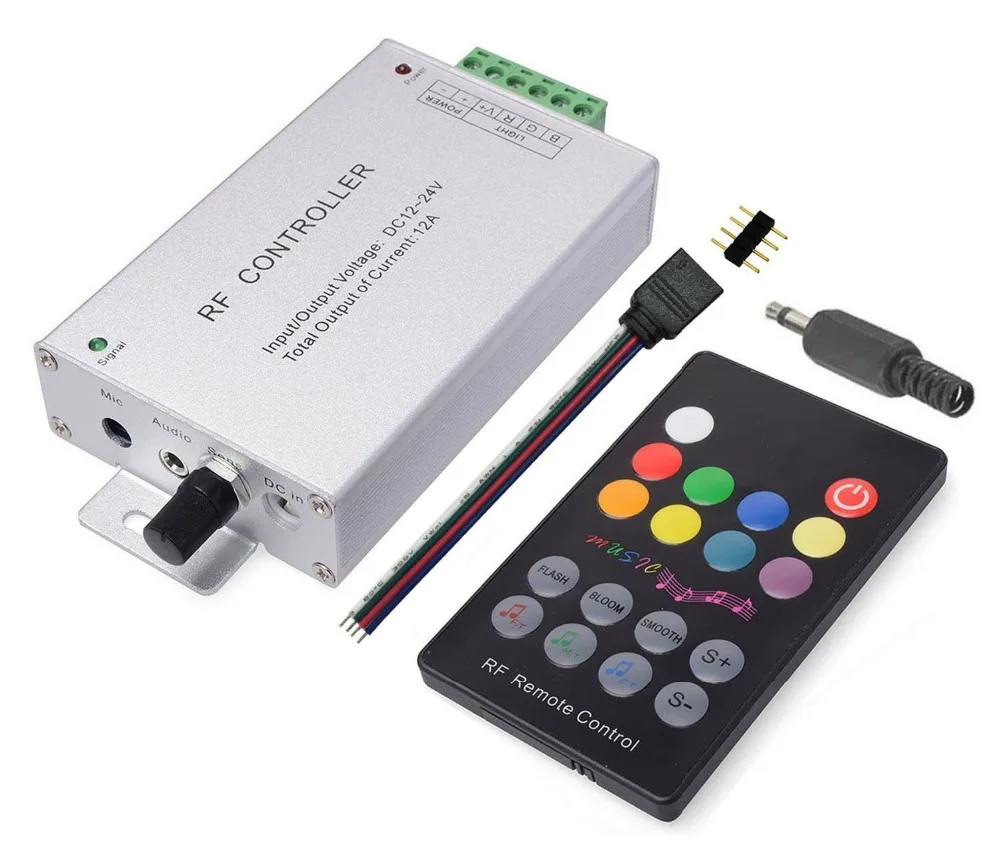 18 Keys Sound Sensor RF Remote DC 12V-24V,12A Music Activated Controller RF Controller LED Controller for SMD 5050 3528 RGB LED