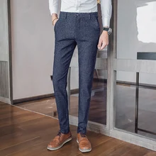 Men's Suit Pants High Quality Men Dress Pants Streetwear Office Wear Trousers Straight Business Mens Formal Pants Big Size 38 36