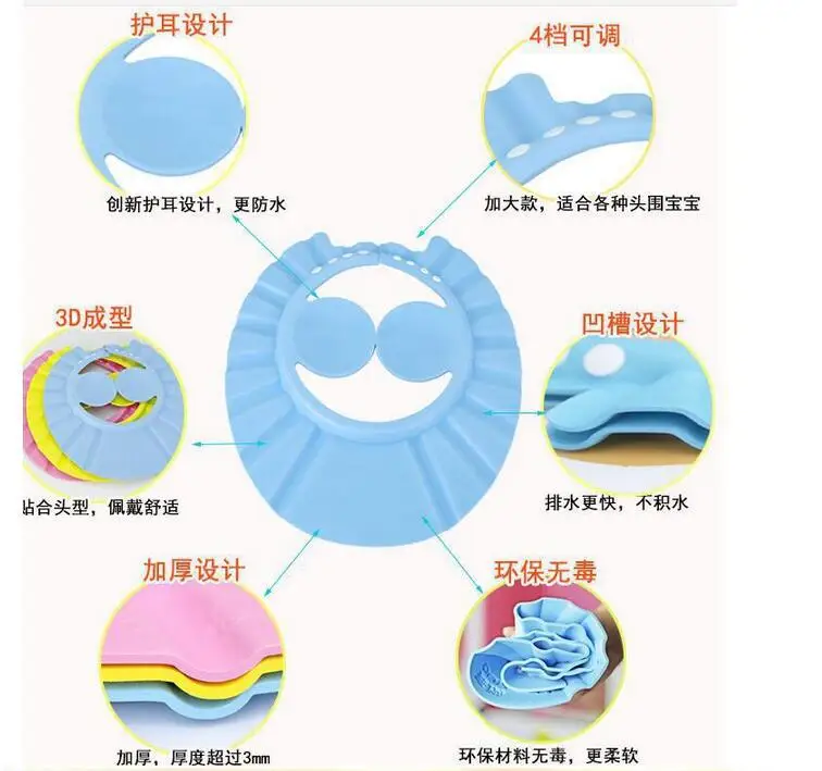 CHILDREN'S Bathing Shower Cap Baby Bath Cap Shampoo Cap Adjustable Shower Cap Maternal And Child Supplies Shower Cap Children