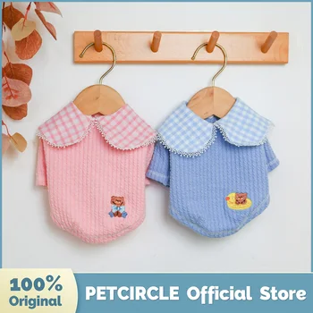 

PETCIRCLE New Dog Puppy Clothes Plaid Doll Collar Bottoming Shirt Pet Cat Fit Small Dog All seasons Pet Cute Costume Dog Cloth