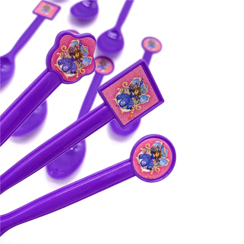Sofia Princess Plastic Disposable Forks Spoons Knife Happy Birthday Party Baby Shower Decoration Tableware Events Supplies 10PCS