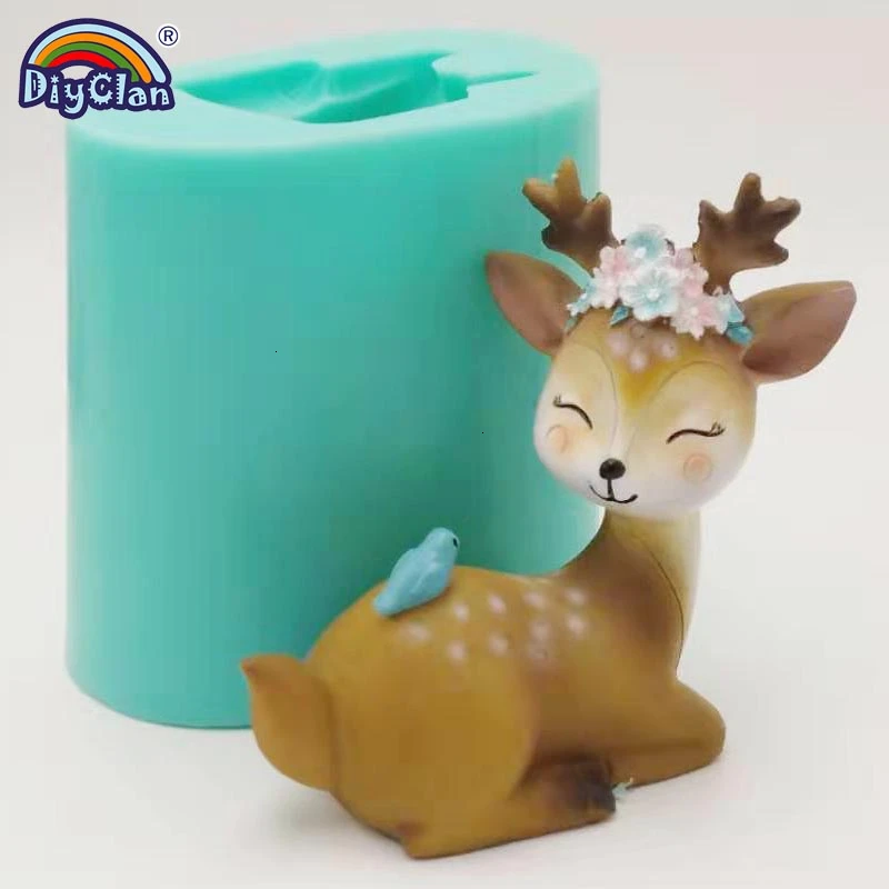 

Sika Deer Silicone Mold For Cake Candle Decoration Handmade 3D Animal Chocolate Figures Polymer Clay Silicone Form Concrete