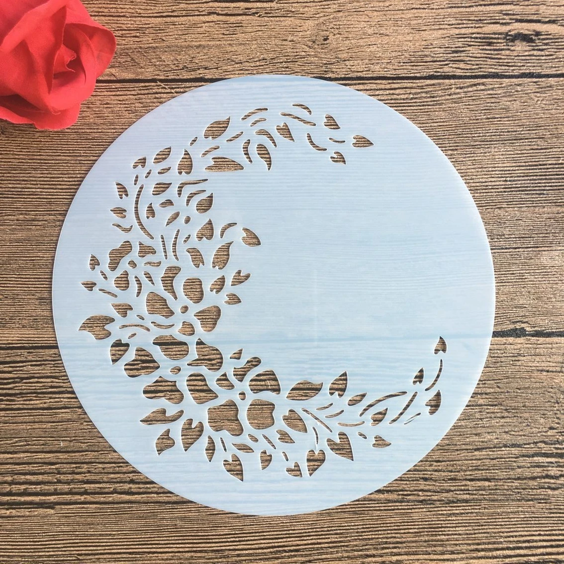 

6 inches Circle mold DIY Pattern hollow template Stencils cake baking sugar powder sieve mold graffiti drawing tiles Stencils-11