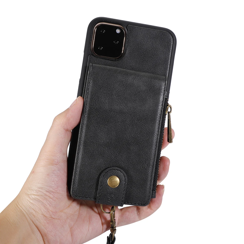 

Retro Leather Case For Iphone11 11Pro X XS XR XSMAX Phone case PU Leather Zipper Wallet Card Slots Case