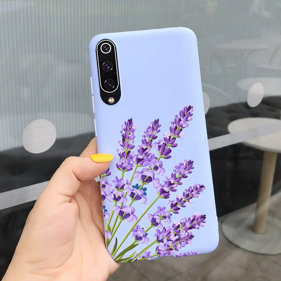 For Xiaomi Mi 9 SE Case New Liquid Silicone Matte Soft Lavender Flowers Protection Cover For Xiaomi Mi 9 Lite Mi9 SE Phone Cases iphone waterproof bag