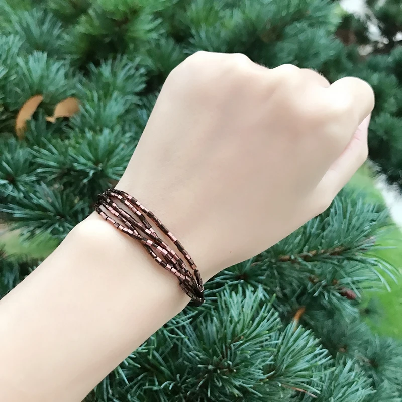 

Fashion Miyuki Beads Charm Bracelets Women Handmade Simple Crystal Multi-layer Pulseras Boho Coffee Color Fashion Beaded Jewelry