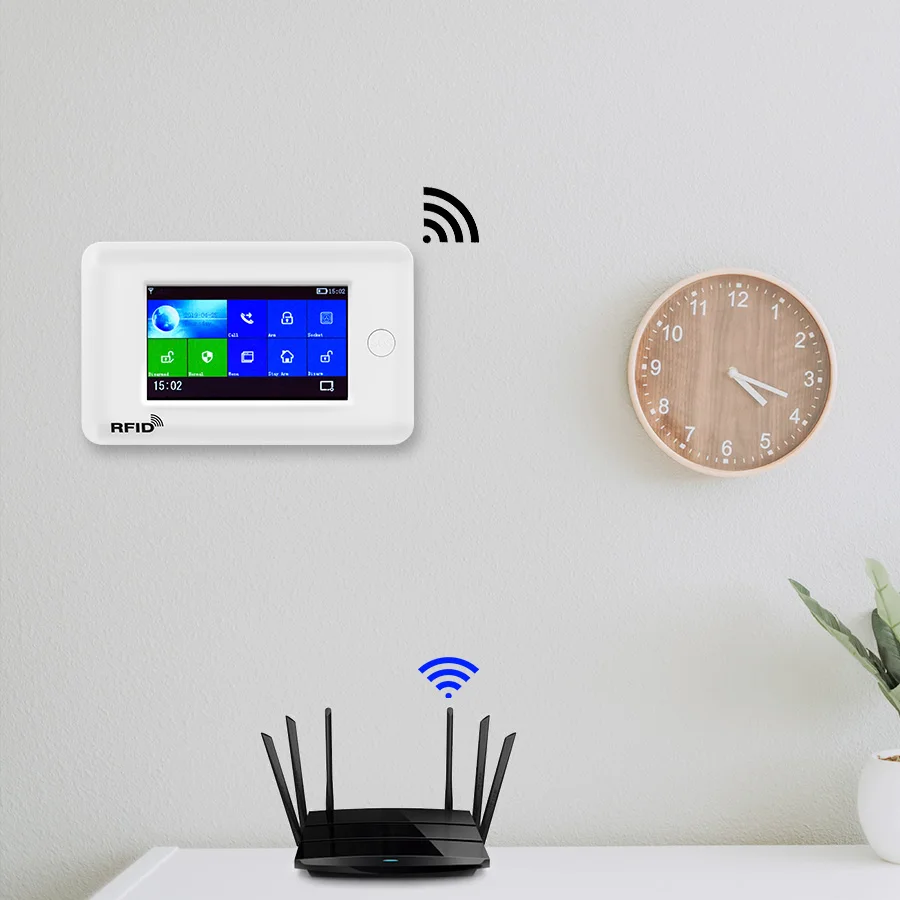 Fuers GSM 3G 2G 433MHz 4.3 Inch Touch Color Screen Wireless WIFI GPRS RFID APP Remote Control Smart Home Security Alarm System