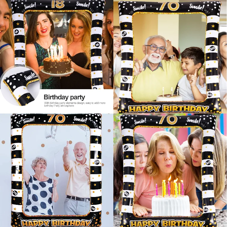 Cadre PhotoBooth Gonflable Rose Gold 100x70cm - Recto Verso Pour Fêtes Et Événements