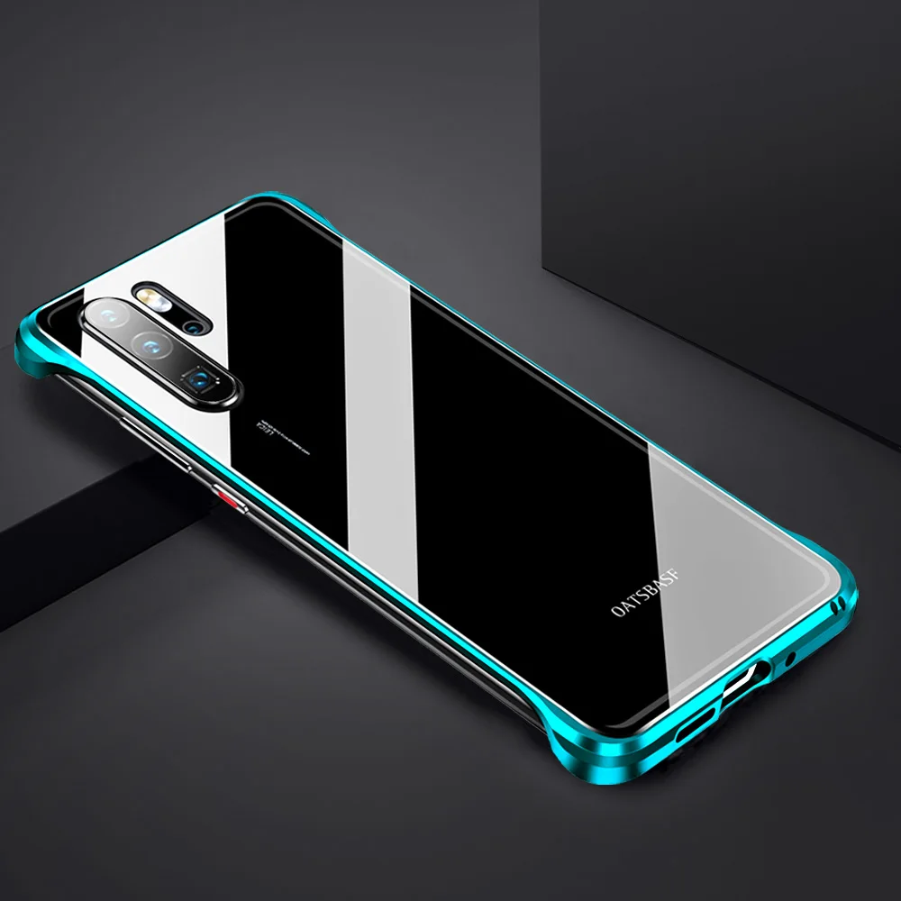 green Роскошный металлический чехол из закаленного стекла для телефона huawei P30 Pro для huawei P30 Простой Прозрачный ударопрочный чехол для телефона - Цвет: green