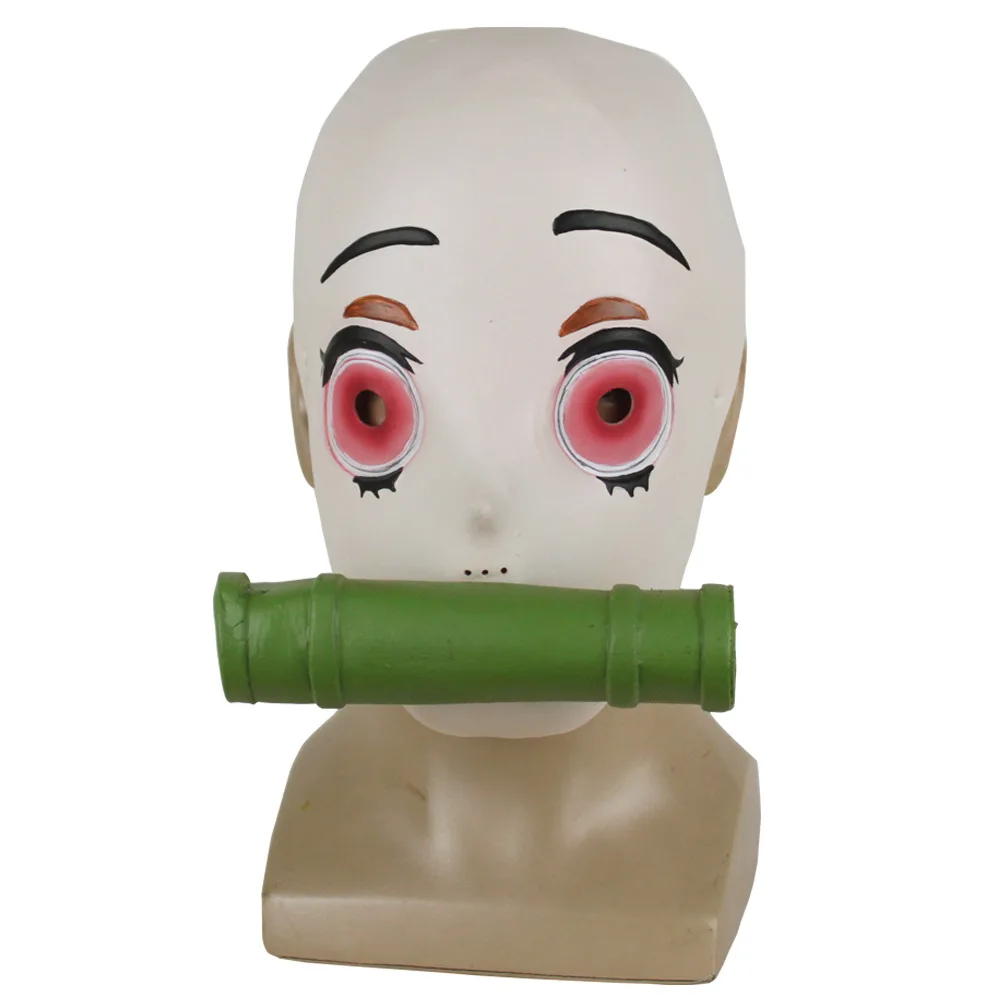 Маска для косплея «Demon Slayer Kimetsu no Yaiba Kamado Nezuko», латексная бамбуковая маска на все лицо, Вечерние Маски на Хэллоуин, карнавал, реквизит - Цвет: Masks