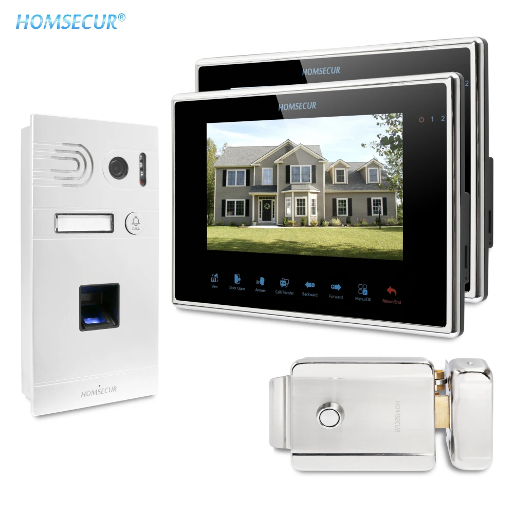 HOMSECUR 7" Wired Hands-free Video&Audio Home Intercom Fingerprint Access for House/Flat BC061HD-S+BM719HD-B - Цвет: Kit 3