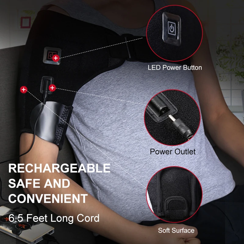 Adjustable Shoulder Heating Pad Heated Shoulder Brace for Men and Women Hot Cold Therapy for Frozen Shoulder, Rotator Cuff