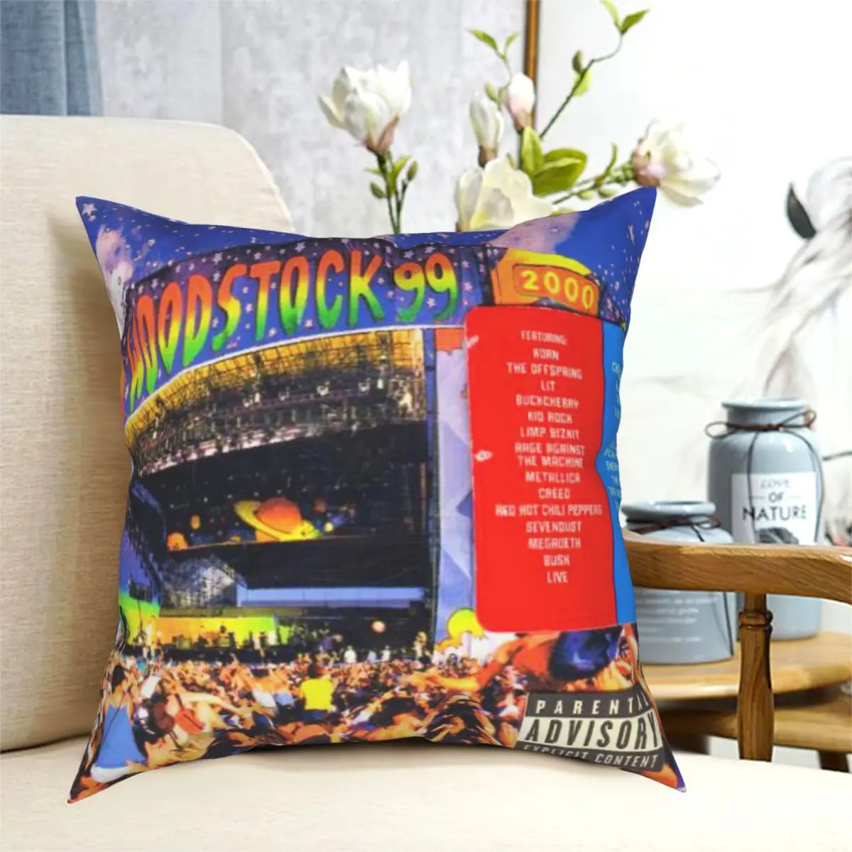 

Woodstock 99 Square Pillowcase Polyester Creative Zip Decor Throw Pillow Case for Home Cushion Cover 18"