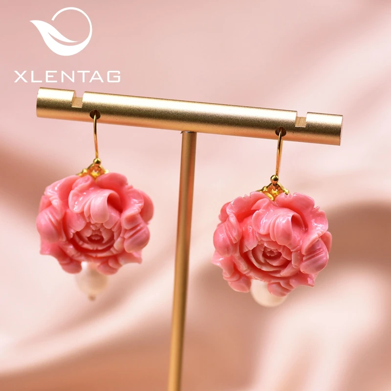 Женские серьги-подвески с пресноводным жемчугом XlentAg оригинальные дизайнерские