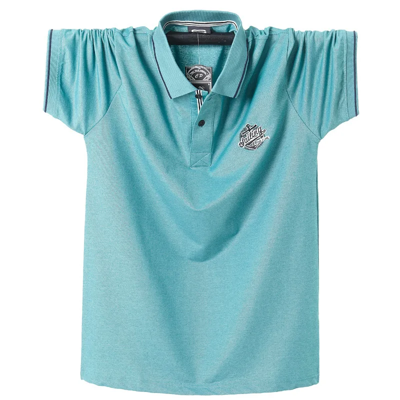 Мужская летняя рубашка-поло из натурального хлопка размеры до 6XL | одежда