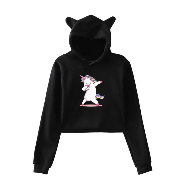 Harajuku толстовки DAB Единорог Kawaii Толстовка Розовый пуловер Одежда для девочек уличная женская одежда зимние топы с длинными рукавами