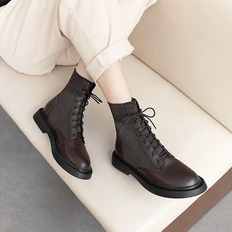 

New High Quality Winter Sock Boots women Shoes Spring Winter Female Flat Ankle Boots Women Shoes Luxury design Sock Ankle Boots