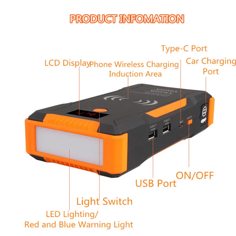 Стартер скачка для автомобиля, усилитель, 12 В, 22000 ма/ч, 1500а ...