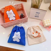 Женская холщовая косметичка со смайликом, милая сумочка для Хранения Туалетных принадлежностей, дорожный органайзер для туалетных принадлежностей