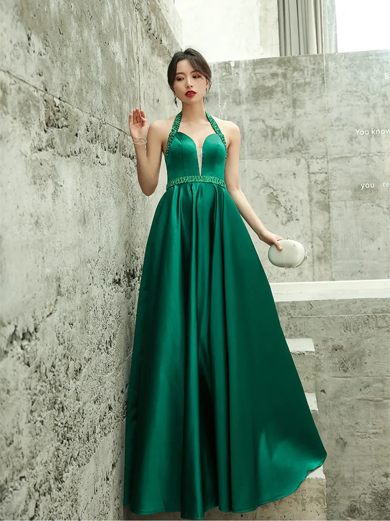 Платье для выпускного вечера с карманами, атласное, расшитое бисером, Robe De Soiree, Vestido Formatura, v-образный вырез, Vestidos De Gala, платья для вечеринок