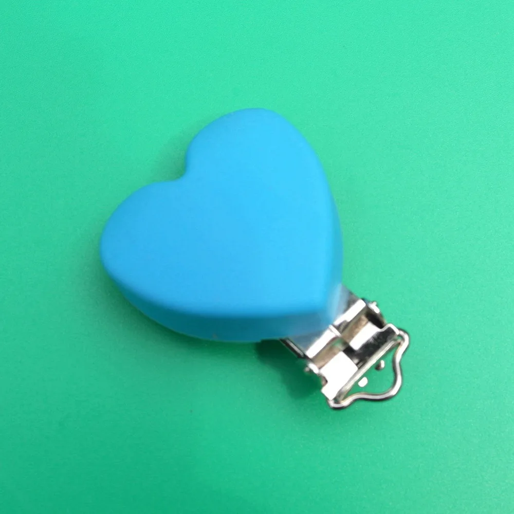 1 шт. силиконовый успокоитель в форме сердечка зажимы DIY детское кольцо для соски Прорезыватель пустышка для младенца ювелирные изделия игрушка Аксессуар Держатель Зажимы для прорезывателей - Цвет: Blue