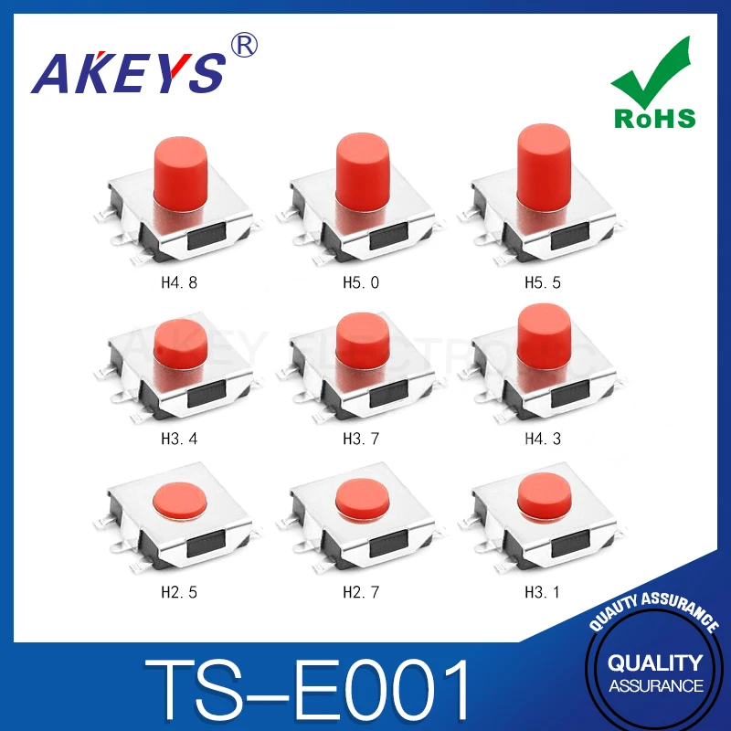 Ts-E001 Resistente Alle Alte Temperature 6.2*6.2 Importato Shrapnel Pin In Rame Interruttore Tattile Interfaccia Chiave A Testa Rossa A Cinque Pin