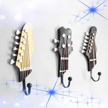 

3Pcs / Set Personality Guitar Shape Resin Walll Mount Hook Clothes Hat Keychain Hanger Holder Build Music Atmosphere Home Decor