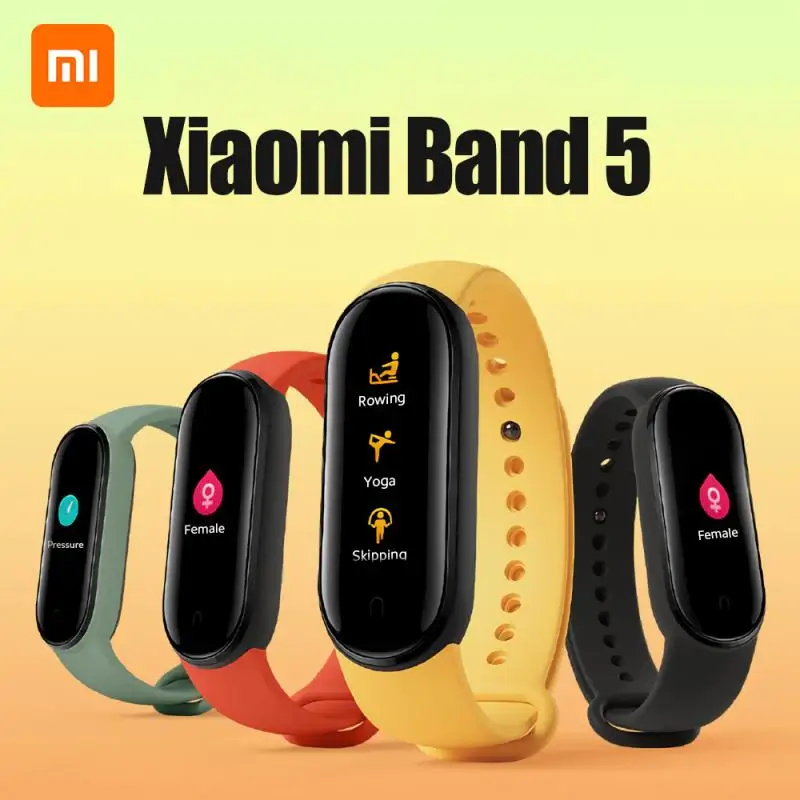 US $27.45 NEW Xiaomi Mi Band 5 Standard Sports smart watch Mi 5 smart wristband Waterproof 24h health heart rate blood pressure Monitoring
