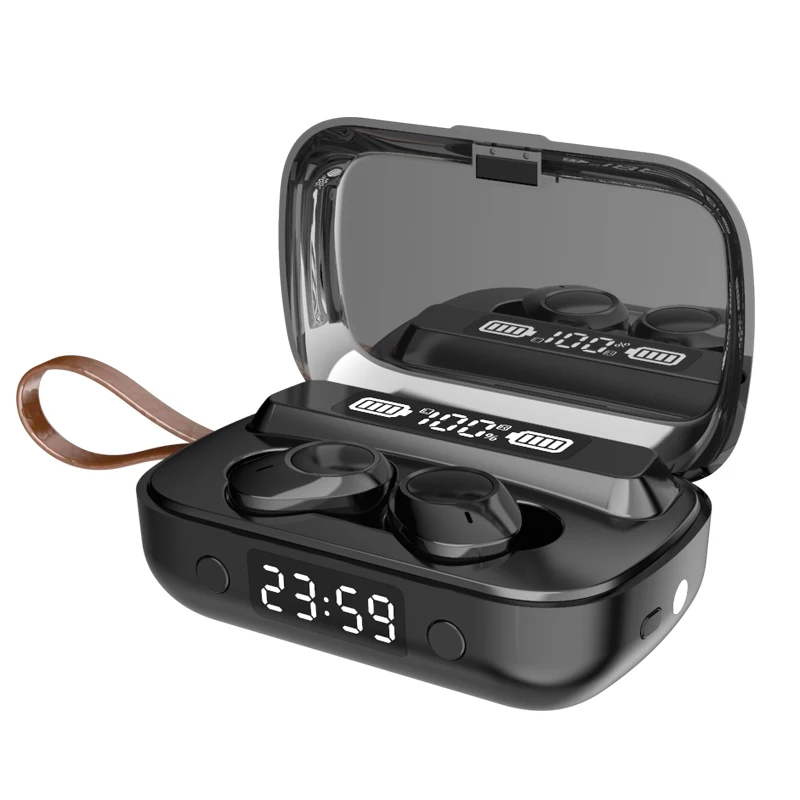 TWS Bluetooth Earphones Earbuds with 2200mAh Power Bank Charging Box Wireless Headphone 9D Stereo Sports Headset with Microphone