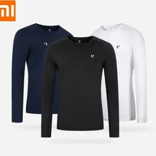 Xiaomi Uleemark Мужская Спортивная Футболка с круглым вырезом и длинным рукавом, облегающая теплая толстовка с высоким эластичным светоотражающим принтом
