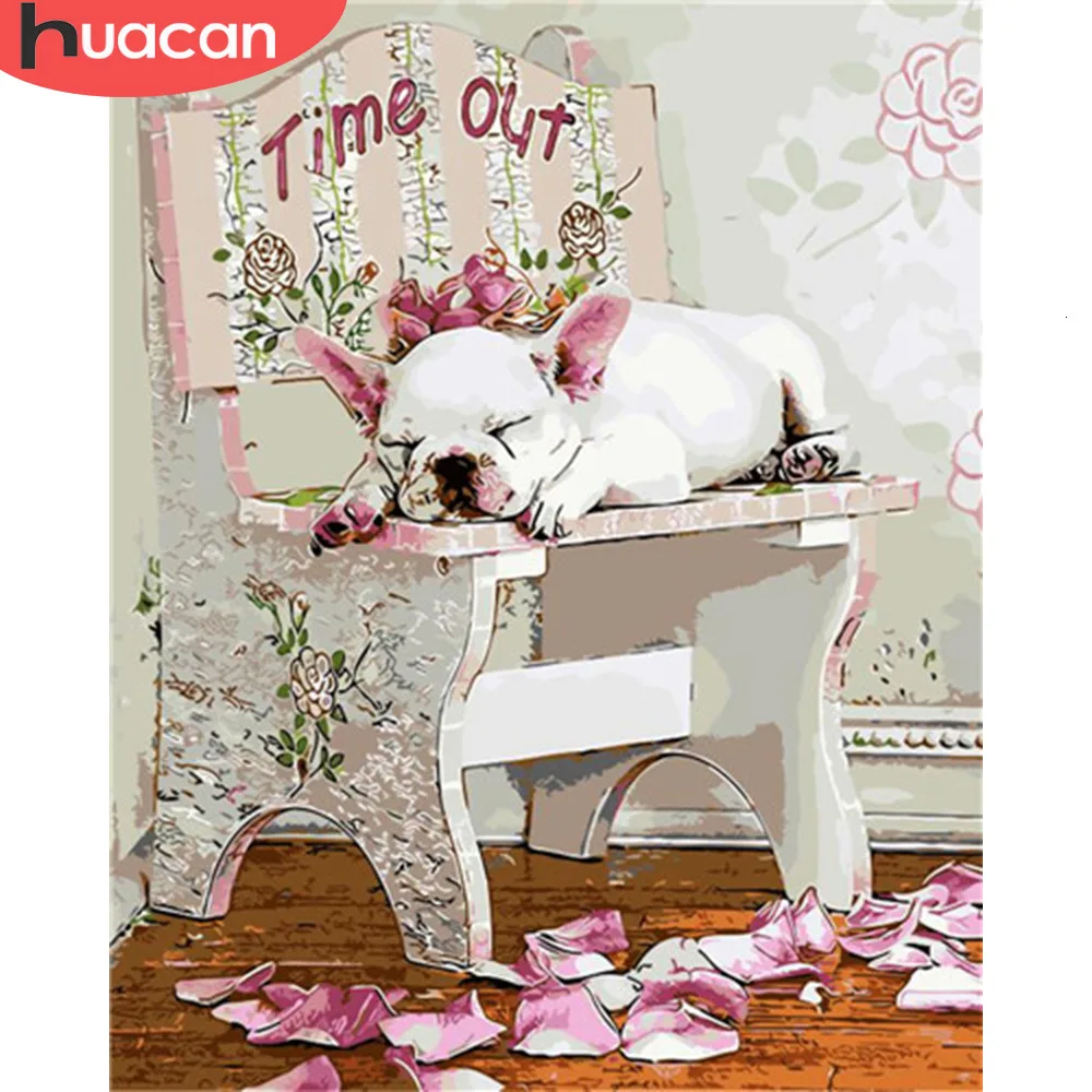 

HUACAN Pictures By Numbers Pig Animals HandPainted Kits Drawing Canvas Oil Painting Home Decoration DIY Gift
