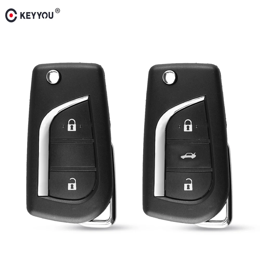 KEYYOU 2/3 откидной чехол для ключей автомобиля с дистанционным управлением для Toyota Lewin Camry eiz Highlander Corolla Toy43/Toy43
